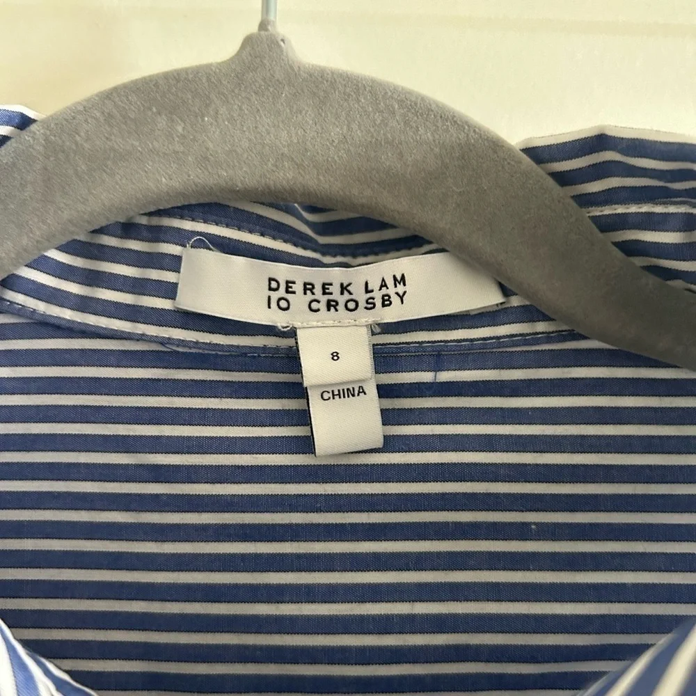 - Derek LAM 10 CROSBY Poplin Shirt Dress Tie Waist 8